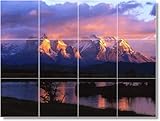 IMAGE OF Mountain Scene Tile Mural M129 | 12.75x17 using (12) 4.25x4.25 tiles