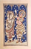 Folk Art Crafts Kalamkari Paintings Pen Drawings on Cloth 24.5 x 38 inches