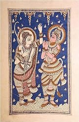 Folk Art Crafts Kalamkari Paintings Pen Drawings on Cloth 24.5 x 38 inches