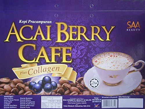 Saa Beauty-Healthy Coffee Mixed Collagen with Acai Berry Extract, 500 g (25 g ร 20 Sachets)