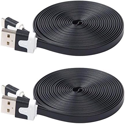 Generic Extended Extra Long Noodle Flat 8 Pin to USB Data Sync & Charging Connecting Cable Charger Power Cord Wire for iPhone 6/ 6 Plus, Phone 5 5s 5c, iPod Touch Nano 7th Gen (Pack of 2pcs)