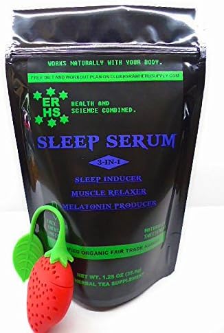 ERHS SLEEP SERUM 3-IN-1 Sleep Tea: 100% Certified Organic, Sleep aid , Muscle relaxer, Melatonin producing, Stress Relief, Anxiety Relief, Calms nerves, Valerian Root w/ free tea infuser.