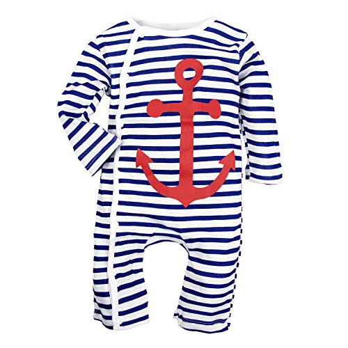 Big Elephant One Piece Baby Boys Long Sleeve Striped Romper Pajamas D94