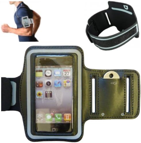 Mobilizers Adjustable Sports Gym Running Armband Case Holder With Valcro Strap For iPhone 4S / 4 / 3GS / 3G &amp; iPod Touch 4th / 3rd / 2nd / 1st Generation - BLACK