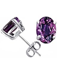 Tommaso Design(tm) Oval 8 X 6mm Simulated Alexandrite Earrings Studs in 14 kt White Gold