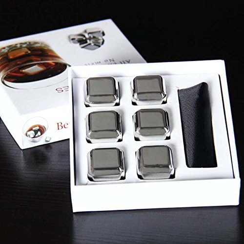 SCHBAKE Deluxe Stainless Steel Ice Cooling Cubes with Gift Box(Set of 6)