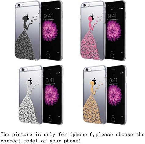 iPhone 5C case,Fashion Hard Butterfly Dress Girl Design Princess Pattern Premium Transparent PC Cover Apple iPhone 5C(white)