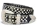 Rhinestone Punched-in Silver Studded Cracked Print Metallic Leather Belt Western Rhinestone Buckle