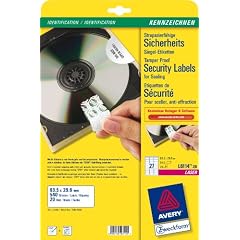 Avery Zweckform, L6114-20, 20 Blatt, Kennzeichen-Etiketten aus Polyester zum Versiegeln von Ger�ten, 63, 5 x 29, 6 mm
