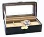 Watch Storage Case Compact For 4 Watches Leather Black