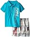 Calvin Klein Baby-Boys Infant Green Polo Top with Plaid Cargo Shorts