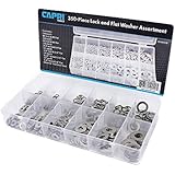 Capri Tools 10020 Flat and Lock Washers Assortment, Stainless Steel, 350-Piece