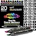 Large Set Dual Tip Fabric Markers 20 Colors Fine and Chisel Tip for Fabric Painting, Writing on Cloth, Clothes, Canvas, Bags, Shirts, Shoes