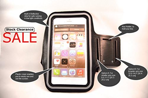 Luxury Sports Armband for Apple iPhone 6 plus 5.5 inches with Key holder Slot, Good Quality and light Weight, Anti-slip, Sweat Proof*, Velcro Band, Perfect Earphone Connection while Workout, Cycling, Running - Various colors (Black, White, Red, Pink, Green, Gray, Light blue, Blue, Purple, Yellow) (Black)