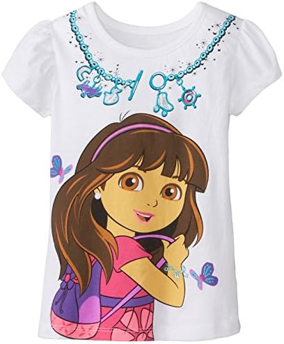 CAN Nickelodeon Baby Little Girls' Dora and Friends Screenprint Tee, White, 6
