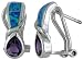 Sterling Silver, Synthetic Opal Inlay Clip Earrings with Pear Shape Amethyst CZ, 3/4 (18 mm) long