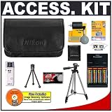 Nikon Coolpix 5813 Leather Carrying Case with (4) - AA Batteries & Charger + Tripod + Accessory Kit for P60, L5, L10, L11, L12, L14, L15, L18 Digital Cameras