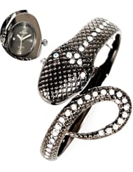 Fashion Elegant Crystal Black Snake Party Bracelet Lady Women Wrist Watch