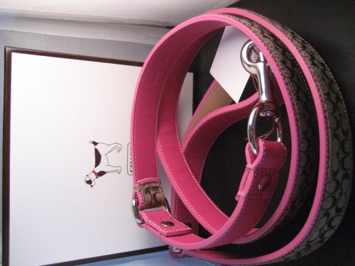 Coach Dog Fushia and Signature Khaki Leash Large