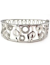 Diamond Circle Bangle Bracelet .925 Sterling Silver