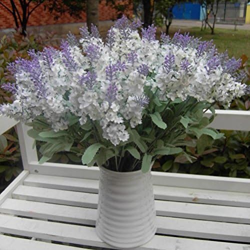 ELEFAN Artificial Provence Lavender Bridal Wedding Bouquet Latex Silk Flower Bouquets 10pcs (White (lot of 10pcs))