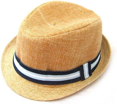Unisex Straw Trilby Fedora Hat (Tan)
