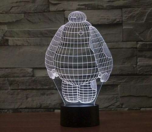 1pc Creative 3D Big Hero 6 Baymax 7 color changing visual illusion LED 3D Night Light Touch Switch Kids Bedroom Living room Bedlamp Table Lamp Novelty lighting Micro USB Mood Lamp 3d Bulbing Light