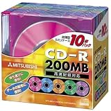 三菱化学メディア CD-R 200MB 4-24倍速対応 10枚スリムケース入カラーMIX SR22PM10
