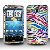 HTC Inspire 4G Accessory - Colorful Zebra Protective Hard Rubberized Case C ....