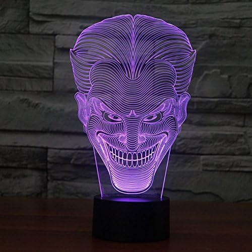 NIEBC RGB 3D 7-Color Gradual Changing LED Touch Switch Visualization Illusion Atmosphere Light Desklamp Nightlight (Jack Face)