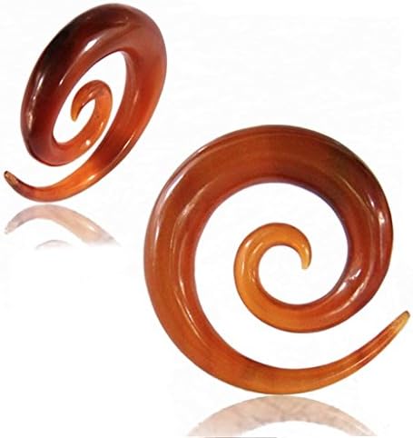 Organic Honey Horn Spirals Handmade Hanging Ear Plugs 2ga (6mm)
