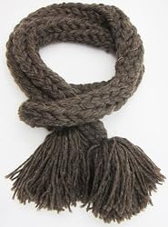 Handmade American Fisherman Wool Scarf - Gift Idea for Men - Warm Brown (Hand-braided)