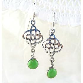 Click here to buy Sterling Silver Celtic Knot and Gaspeite Stone Earrings by Sosi B..