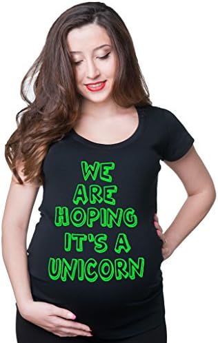 We are hoping it's a Unicorn t-shirt Pregnancy maternity jersey top Medium Black
