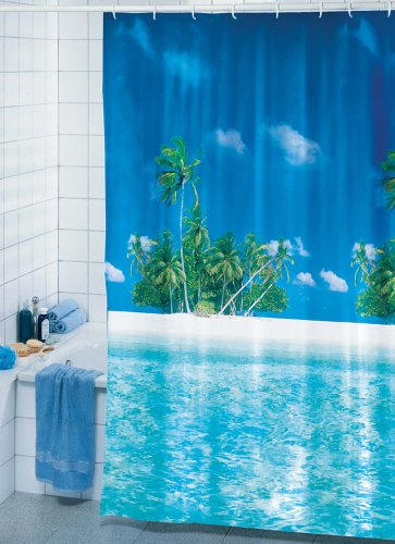 Wenko 7319502 Duschvorhang 180x180cm Palmenstrand