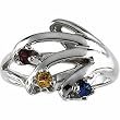 14K White Gold Mother's Ring - 3 Gemstone -- YOU CHOOSE THE COLORS!