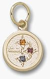 Pittsburgh Steelers 3/8 Logo with Three Stones Charm - 10KT Gold Jewelry