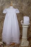 32 Three-tiered Christening Gown with Embroidered Organza AppliquA