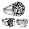 Pentacle Moon Phases Rotating Flip Ring Moonstone Pentagram Wiccan Pagan Jewelry (sz 4-15)