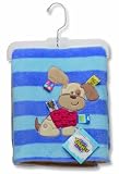 Taggies Striped Blanket with Puppy Applique, Blue