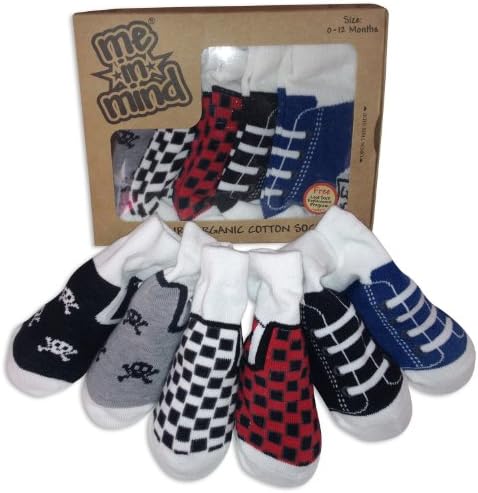 Me in Mind Boys Sneaker Sock Set #1 Box of Six-0/12m-Multi