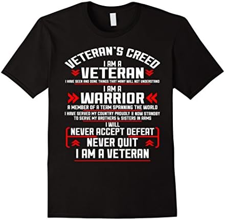 Men's veterans tshirts - Veteran's Creed Medium Black