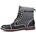 Polar Fox MPX-808566 Black Gray Houndstooth Men's Lace Up Stitch Detail and Buckle Strap Dress Fashion Ankle Boots