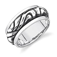 Sterling Silver Aesthetic Montage Spinner Prayer Thumb Unisex Ring in Size 9