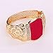 Moochi 18K Gold Plated Red Acrylic Necklace Earrings Ring Bracelet Jewelry Set