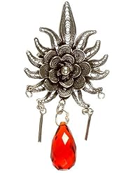 Cubic Zirconia Flower Brooch - Sterling Silver