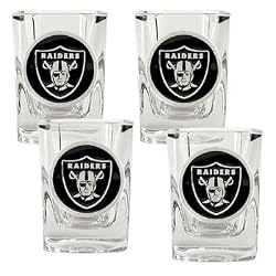 Oakland Raiders 4pc 2oz Square Shot Glass Set NFL Football