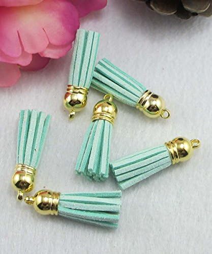 12pcs 37mm Random Mixed Colors Golden Head Tassels Pendant