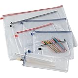 Alvin 411036 Reinforced Mesh Zipper Bag, Vinyl, 16" x 21" Size, Clear