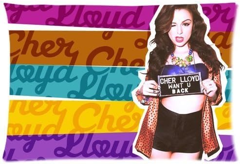 Poesia Polyester Soft Rectangle Pillow Case Cover 20X30 (Double Sides) - Movie Music Star Series British England Cher Lloyd Color Stripes Signature Background Personalized Pillowcase